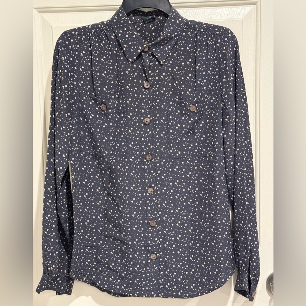 Club Monaco Black Shirt with Gold Floral Pattern